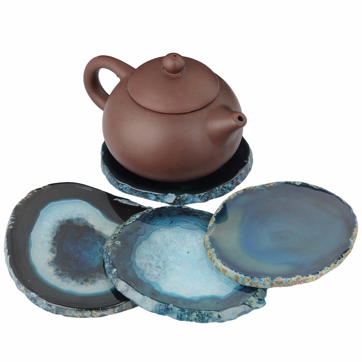 rockcloud Agate Slices Geode Stones,Place Card,Irregular Home Decoration Healing Crystals Collection 3-4.3" Pack of 2