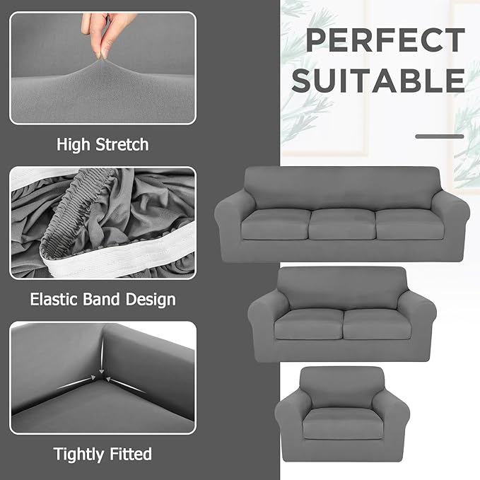 HunnmingRe Sofa Covers for 3 Cushion Couch Stretch Sofa and Loveseat Covers Set
