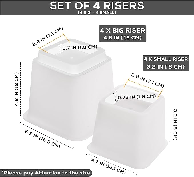Utopia Bedding Bed Riser, 3 & 5 Inches Adjustable Furniture Risers
