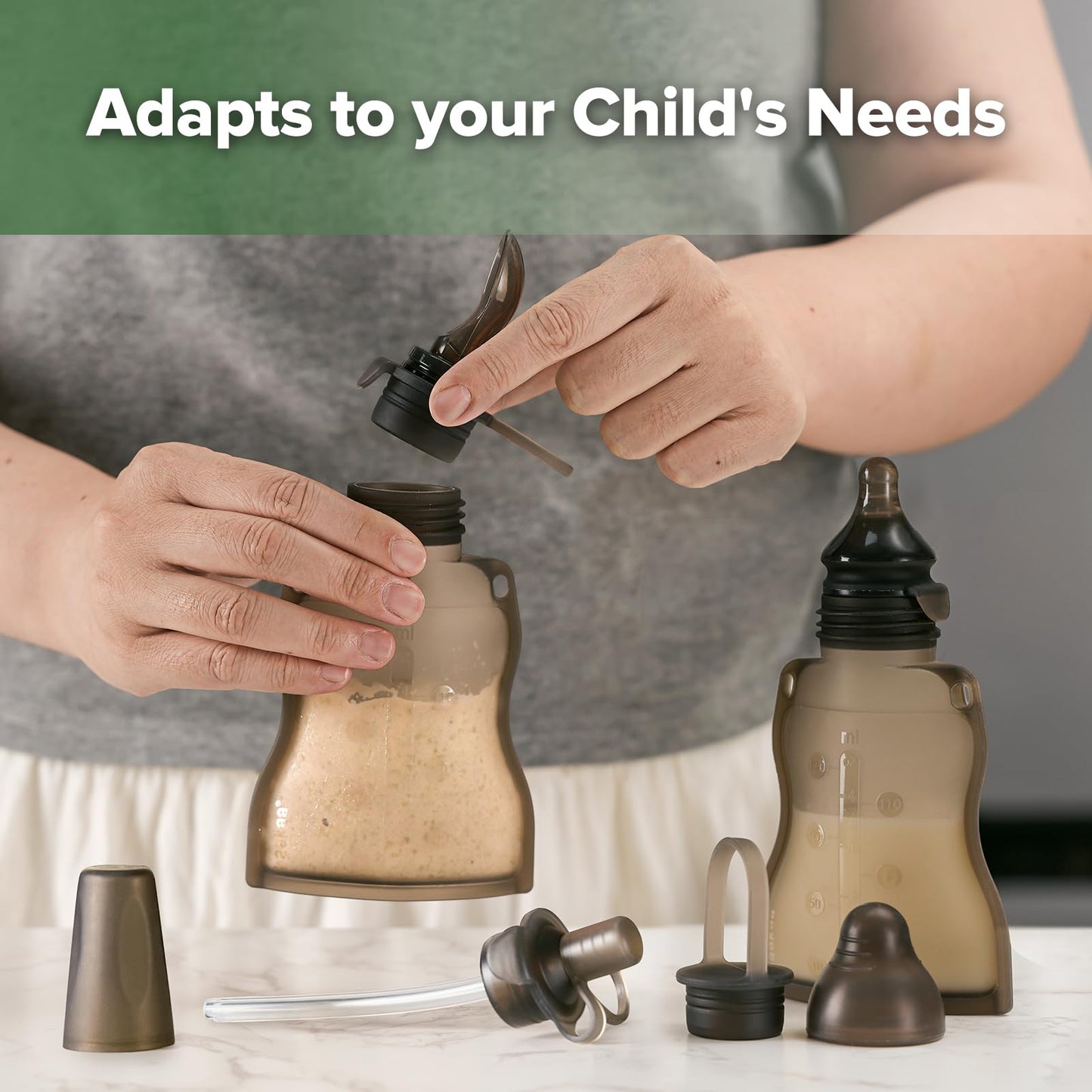 Haakaa Yummy Pouch Reusable Baby Food Pouch, Baby Food Storage Kids Squeezable Pouch, Washable Freezer - Make Homemade Organic Food for Babies/Toddlers, 4oz, 2 Pack,6m+