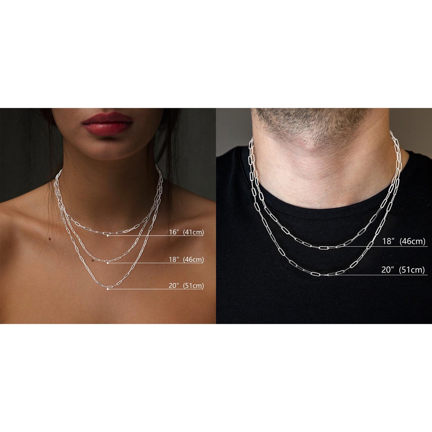 MBW Dainty Silver Paperclip Chain Necklace, Long Simple Sterling Silver Charm Choker Necklaces for Women Trendy 20in Minimalist Aesthetic Link Necklace Waterproof Jewelry Trending Gifts for Women