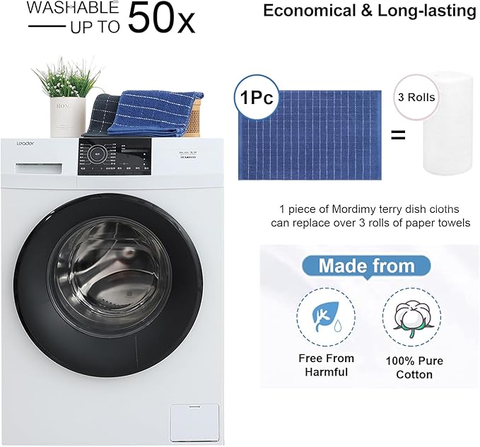 Mordimy 100% Cotton Terry Cloth Kitchen Towels, Super Soft and Absorbent Dish