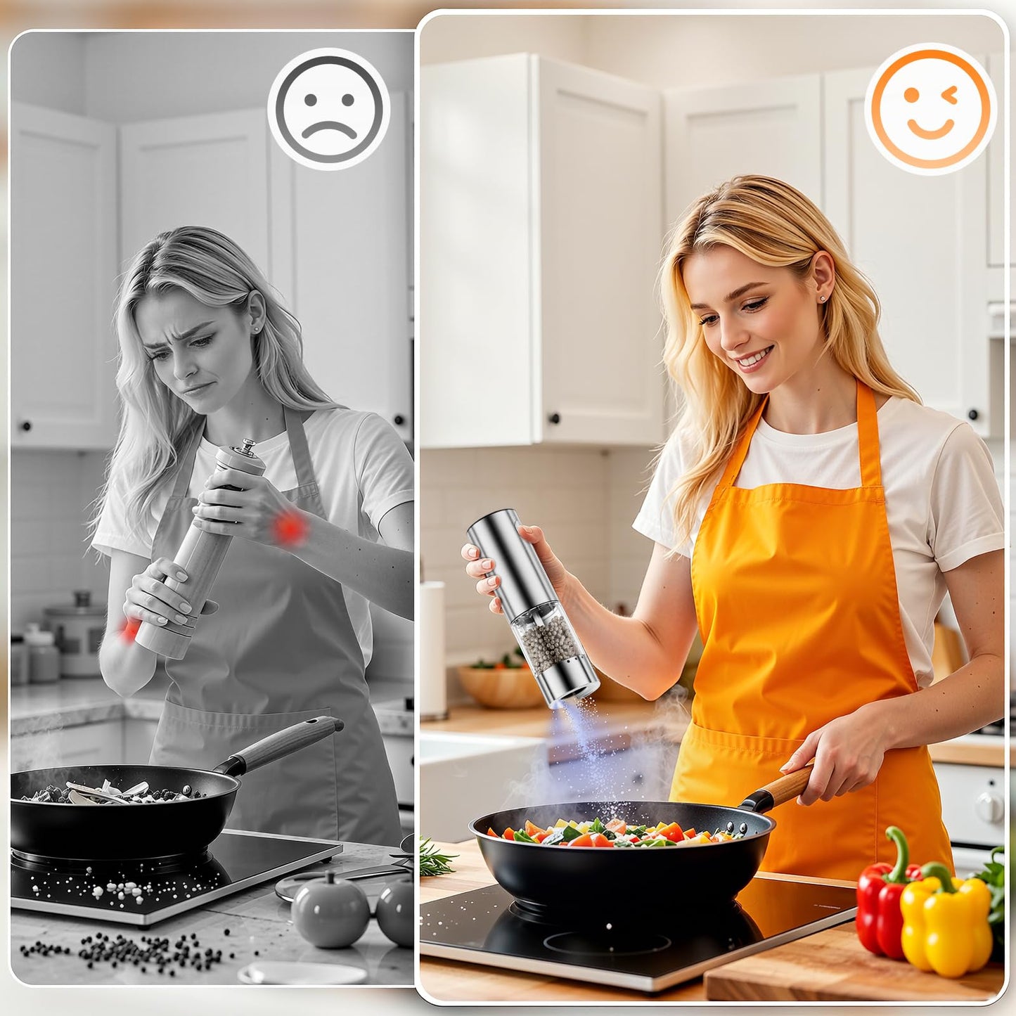 HomeHacks Upgraded Larger Capacity Electric Salt and Pepper Grinder Set, Rechargeable Type-C with LED Light, Stainless Steel Automatic & 6 Adjustable Coarseness, Ideal as Mothers Day Gifts