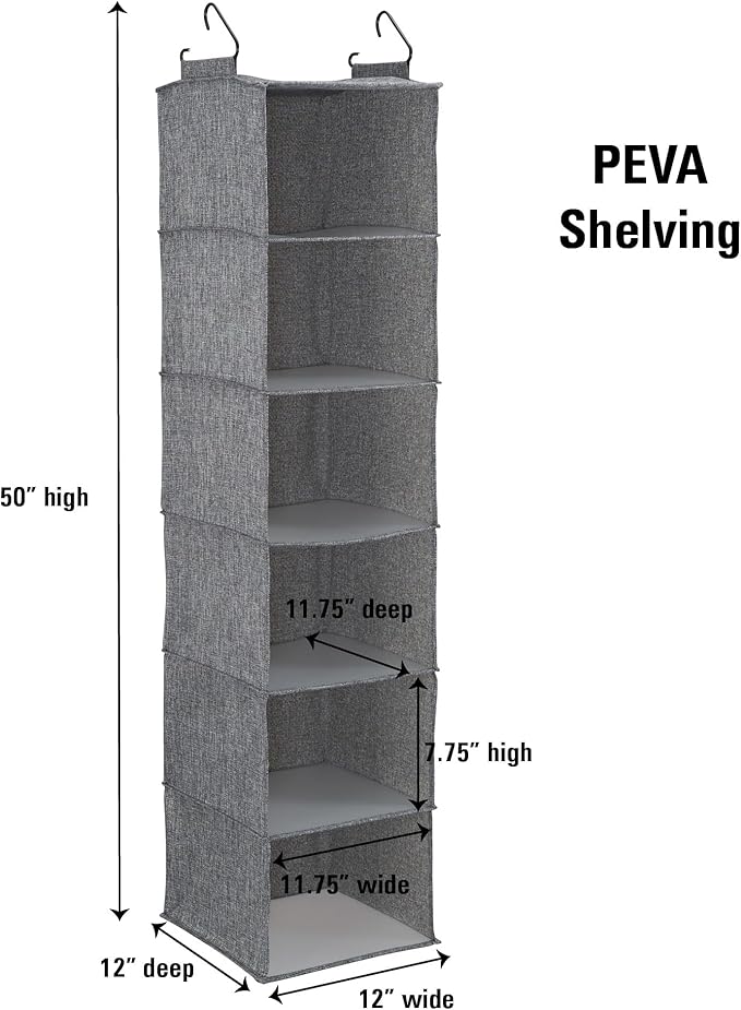 Household Essentials 6 Shelf Hanging Closet Organizer, Hanging Closet Shelf