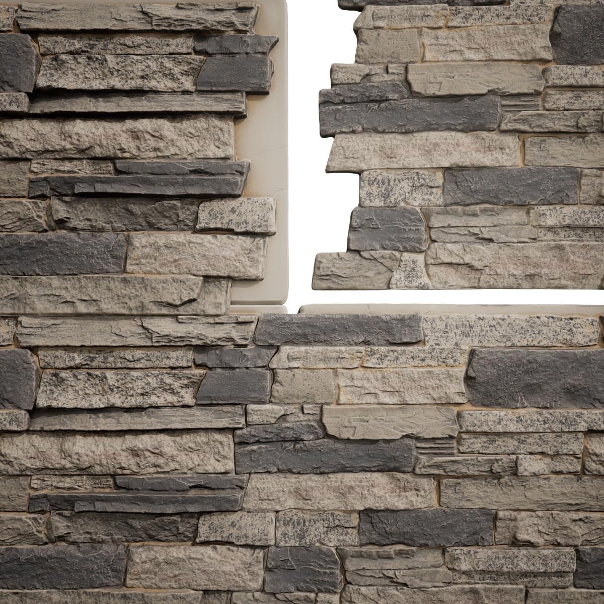 EverStone Acadia Ledge Faux Stone Panel, 49"W x 25 1/2"H x 1 1/4"D, Urban Color