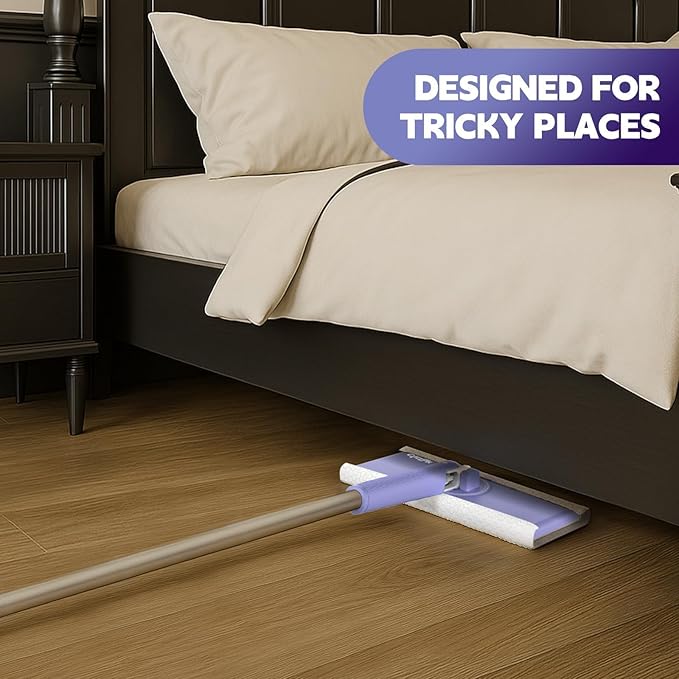 Disposable Sweeper Dust Mop, No-Touch Attach & Remove Cloth Instantly,