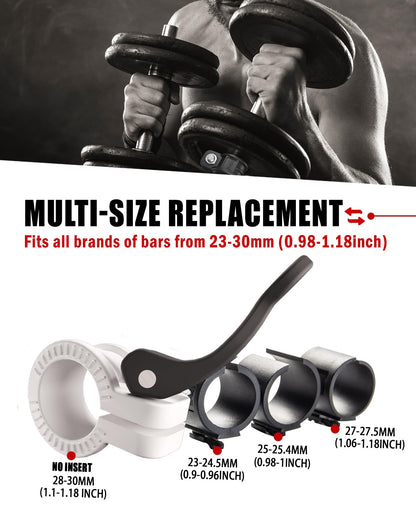 ZY-HUAN mini Barbell Clips 1 inch I Multi-Size Adjustable Barbell Collar I 1 inch Barbell ClampsIQuick Release Weight Clips Pair of Locking for Dumbbell Bar (Black+White)