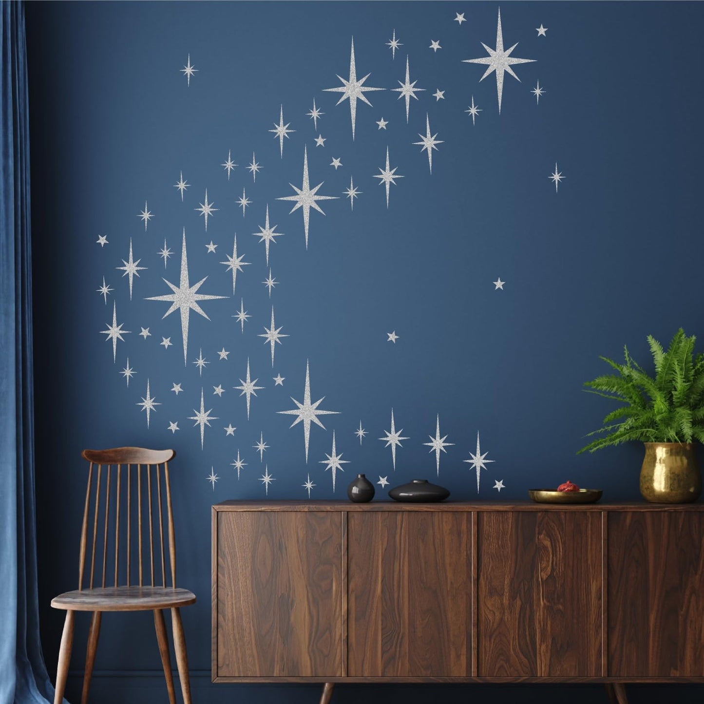 Retro Starburst Wall Decals Star Wall Stickers Atomic Star Walls Decals Geometric Walls Decor Modern Nursery Decor Peel and Stick Stars(116pcs)