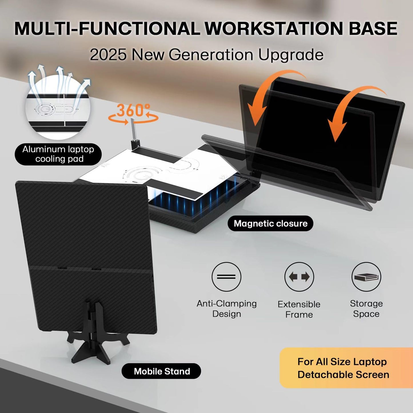 14" Dual Laptop Screen Extender with 1.3lbs - Ultra Thin Portable Monitor for Laptop Plug & Play, FHD 1080P Laptops Extended Monitor for 13"-17" Laptops, USB-C/HDMI Travel Display for Mac/Win