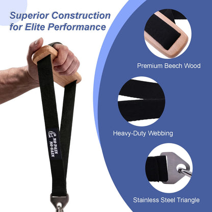 Wrist Extension Trainer, Beech Wood Arm Wrestling Training Gear Heavy-Duty Forearm Antagonist Muscle Training Board with Stainless Steel Triangle Ring, Professional Wrist Strengthening Tool for Arm Wrestling, Climbing and Stability