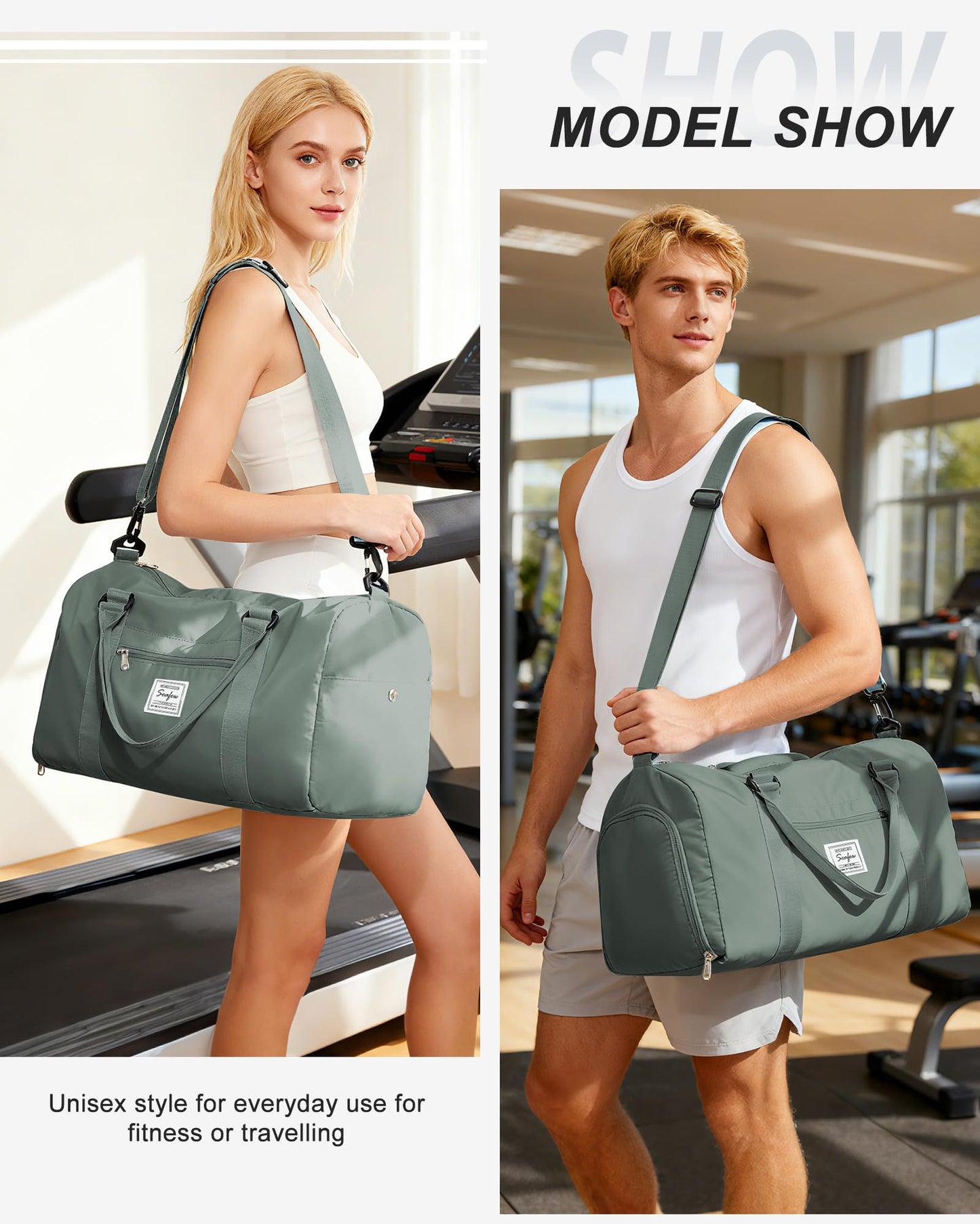 Gym Bag Womens Mens with Shoes Compartment and Wet Pocket Travel Duffel Bag for Women for Plane Sport Gym Tote Bags Swimming Yoga Waterproof Weekend Overnight Carry on Bag Hospital Holdalls