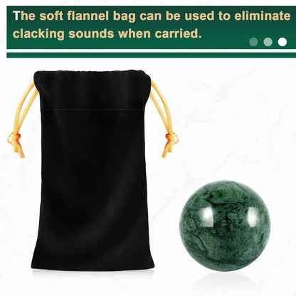 Learay 2Pcs Baoding Balls, Baoding Balls for Hand Therapy, Chinese Health Exercise Massage Balls with Carry Pouch for Stress Relief Meditation Ball(Green/1.57 inch)