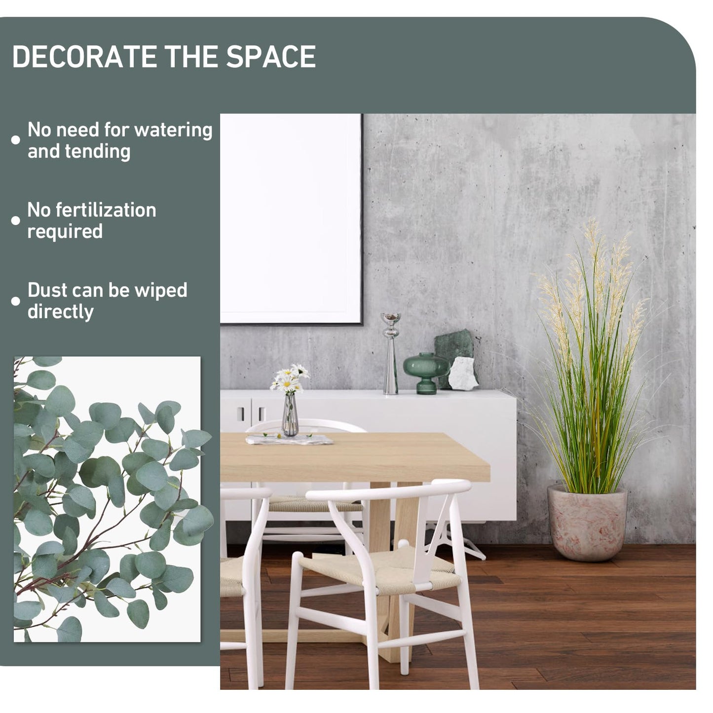 Haispring Artificial Plant, 47in Tall, 2pk Grass, Faux House Plants in Pot, Indoor Decorative Flowers &Greenery for Home and Office, Ideal Housewarming Gift