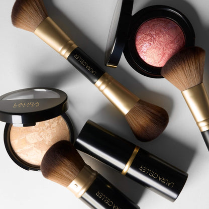 LAURA GELLER NEW YORK Retractable Black Kabuki Brush for Liquid, Cream and Powder Face Makeup With Aluminum Handle