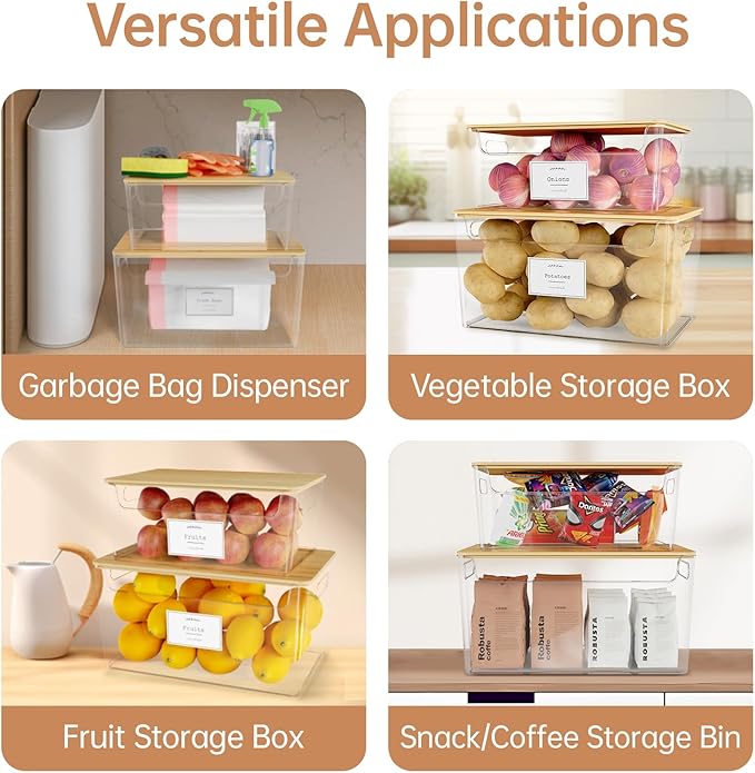 2 Pack Trash Bag Holder Under Sink Stackable, Plastic Garbage Dispenser