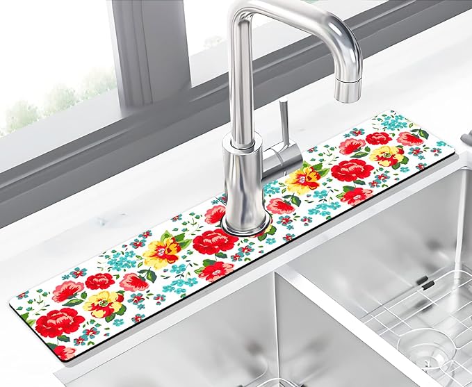 Kitchen Sink Splash Guard Faucet Mat Super Absorbent Fast Drying Mat Sink