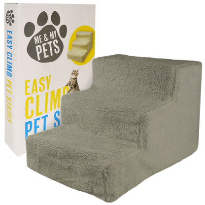 Me and My Easy Climb Fleece Covered Pet Stairs - Grey