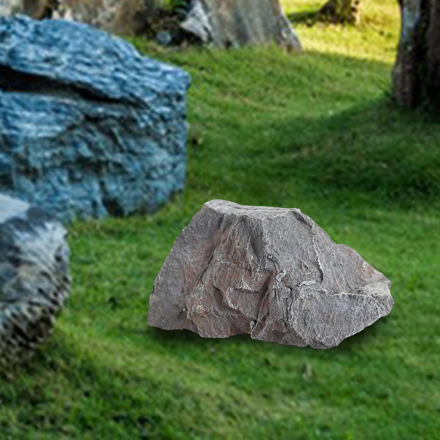 MYCENSE Artificial Rock Natural Texture PU Realistic Sandstone Landscape for Decor Community Courtyard Supermarkets Parks Offices, Style A 32x25x17cm Gray