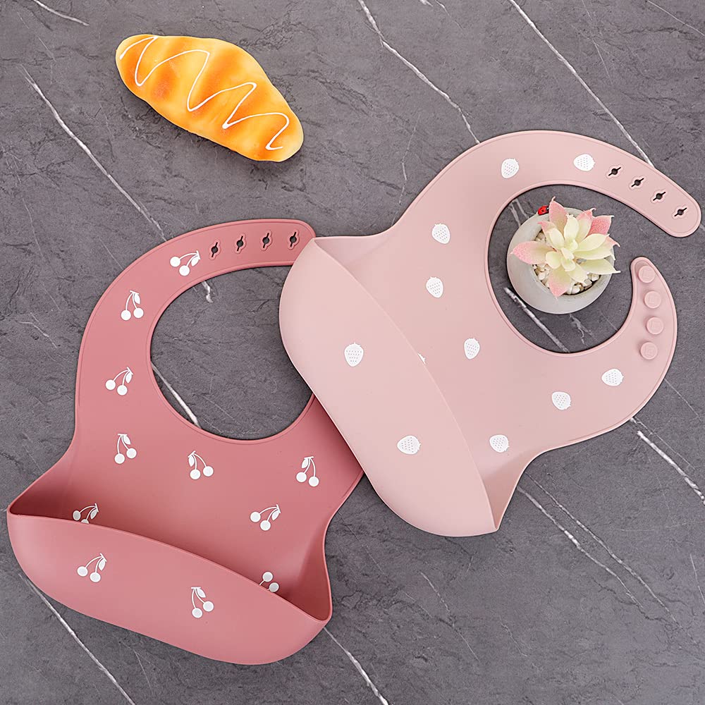 ME.FAN Silicone Baby Bibs for Babies & Toddlers | Adjustable Silicone Bibs Set of 2