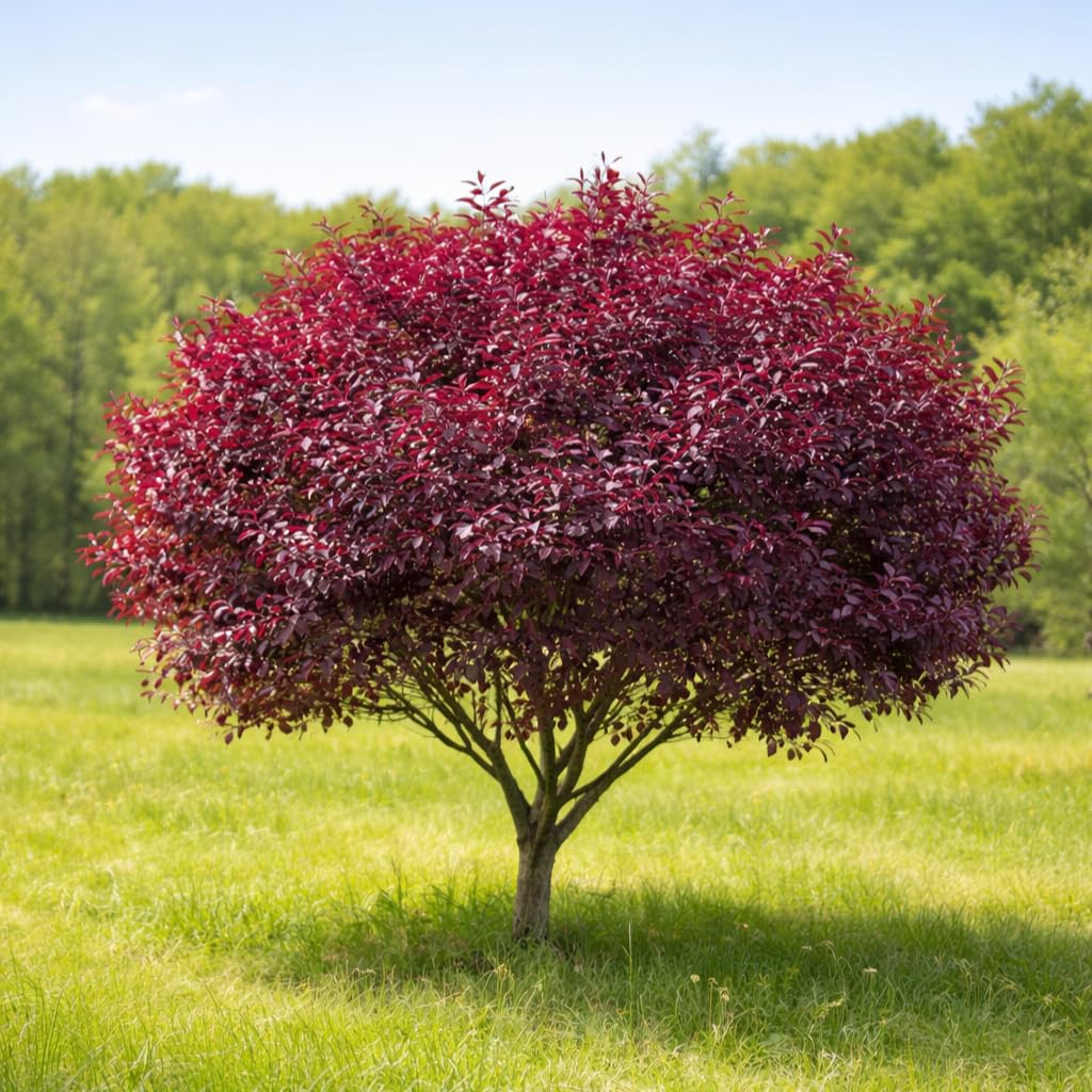 2 Purple Leaf Sand Cherry Trees/Shrubs - 2-3 Foot Tall Live Plants - Purpleleaf Cistena Plum Bushes - Prunus x cistena - (2 Pack)