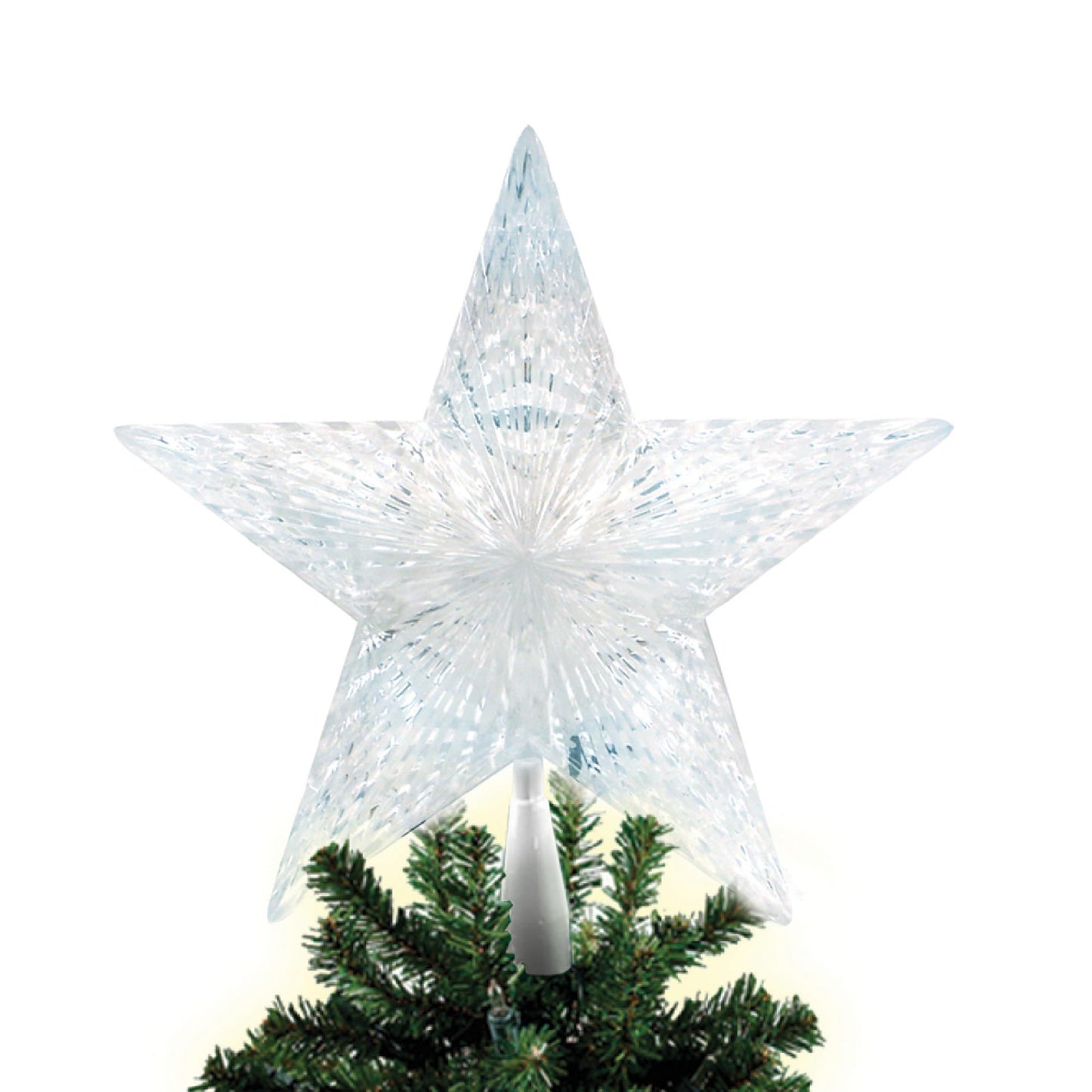 Brite Star Battery Operated 10 Lt Pentagram Star LED Tree Topper, Pure White