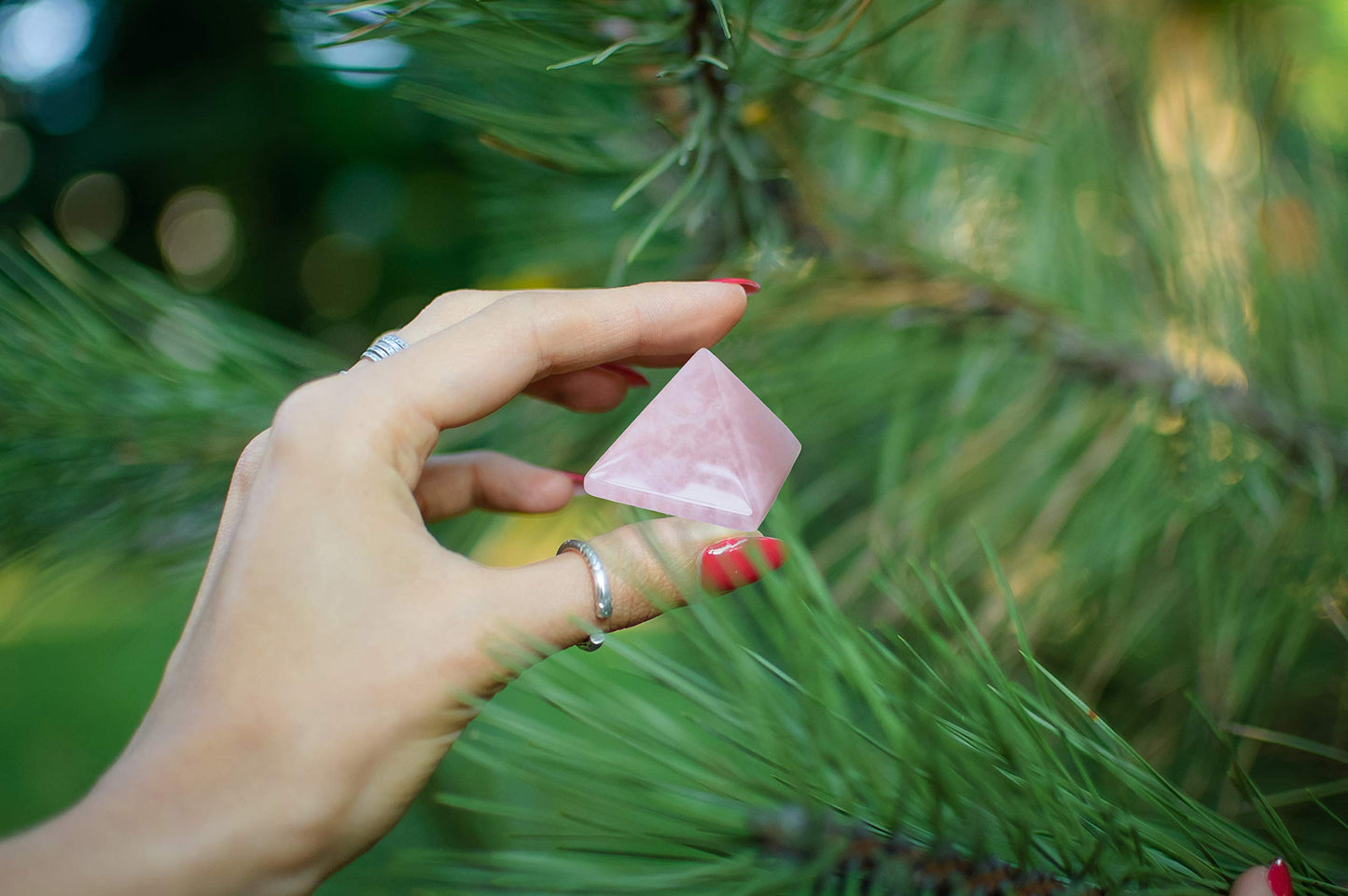 Crystal Pyramid of Natural Rose Quartz Chakra Healing Stone, 1.5 inch