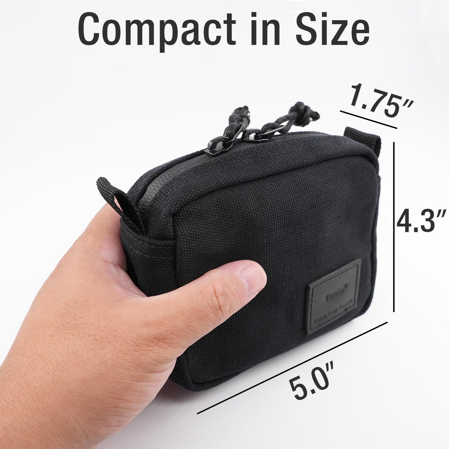 Tintris Belt Pouch for Men Women YKK Zippers, EDC Belt Pouch Bag Waist Pack for Hiking, Traveling, Outdoors, Water Resistant, Tough Waxed Canvas, Black, Size Small