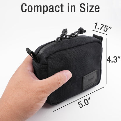 Tintris Belt Pouch for Men Women YKK Zippers, EDC Belt Pouch Bag Waist Pack for Hiking, Traveling, Outdoors, Water Resistant, Tough Waxed Canvas, Black, Size Small