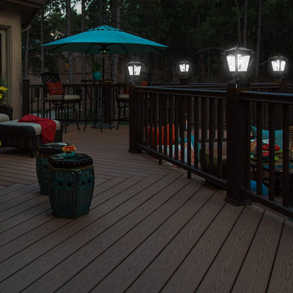 Melunar Solar Post Lights Outdoor, Solar Lamp Post Cap Lights, Waterproof Fence Post Solar Lights for Wood Fence Deck Patio Garden Outside Decorative, Fit on 4x4 Wood Posts, 15 Lumens, Black (2 Pack)