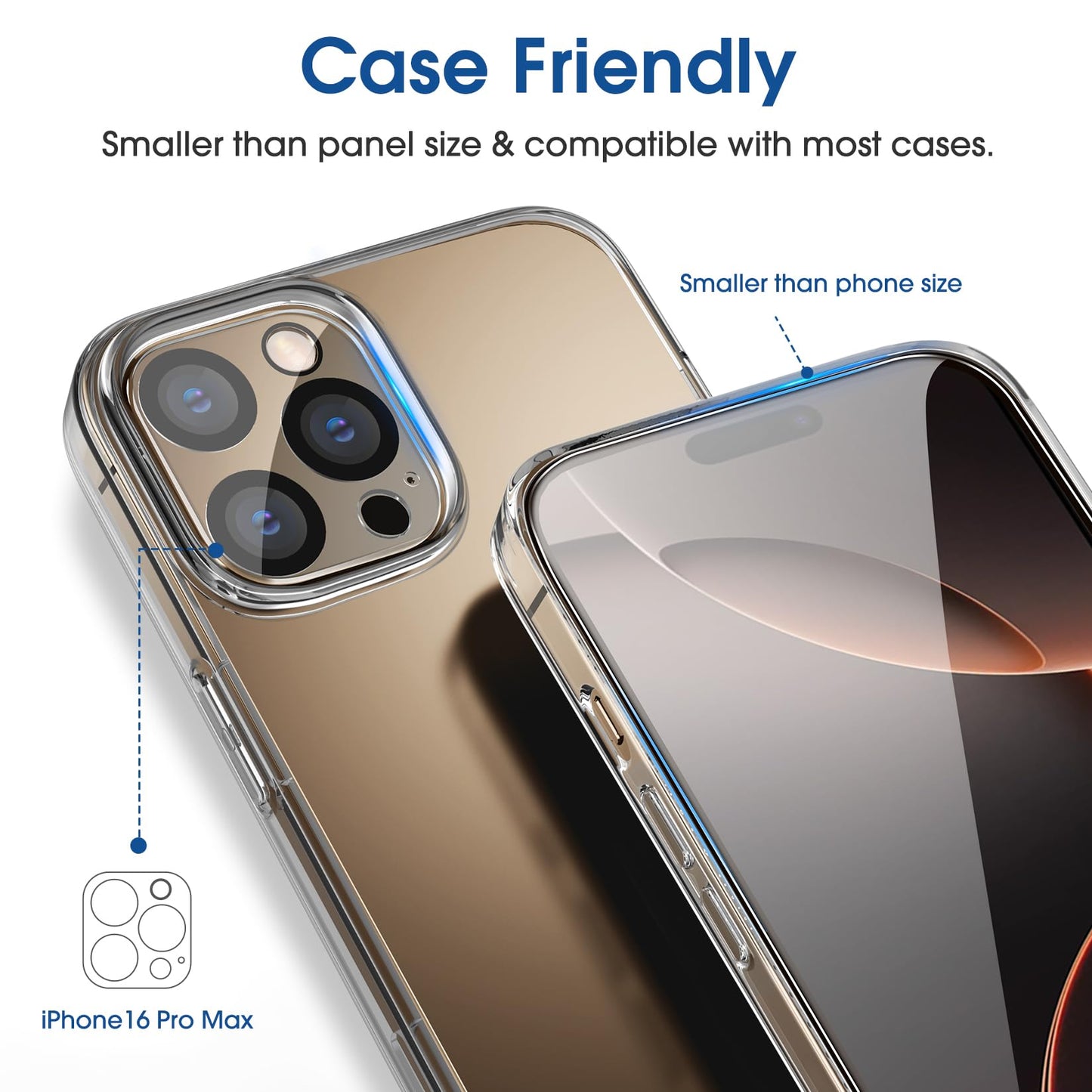 amFilm Easiest Installation OneTouch for iPhone 15 Pro Max Screen Protector [6.7 Inch] Tempered Glass + Camera Lens Protector, Auto-Alignment Tech, Bubble Free, Case Friendly, Anti-Scratch [2+2 Pack]