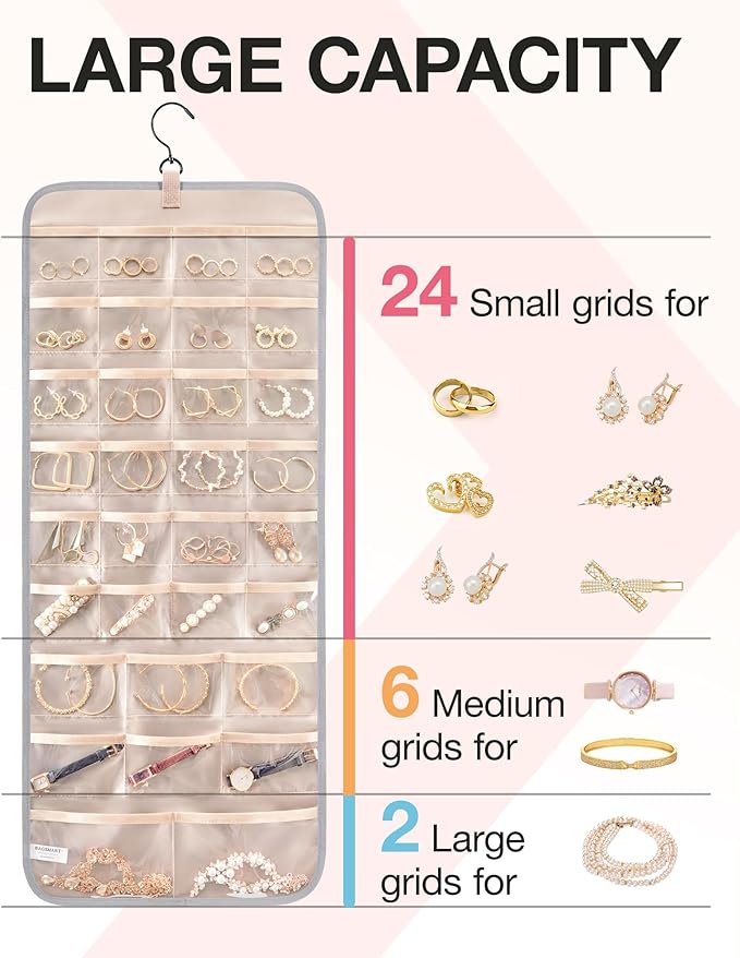 BAGSMART Hanging Jewelry Organizer Storage Roll