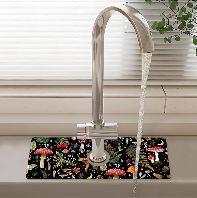 Patterned Sink Faucet Mat Kitchen Splash Guard Super Absorbent Drying Mat