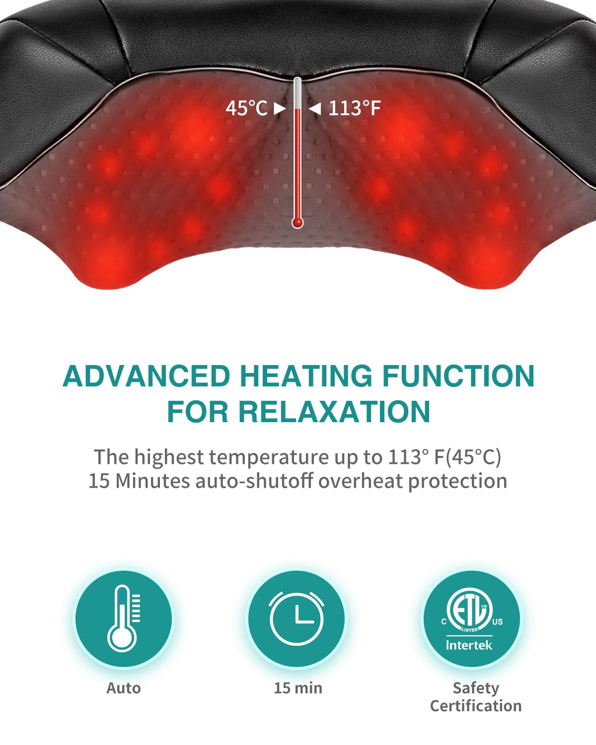 Nekteck Shiatsu Neck and Back Massager with Soothing Heat, Shoulder Massager for Pain Relief Deep Tissue, Electric 3D Kneading Massage Tools for Leg Body Muscle, Corded Power, Gifts for Him Her