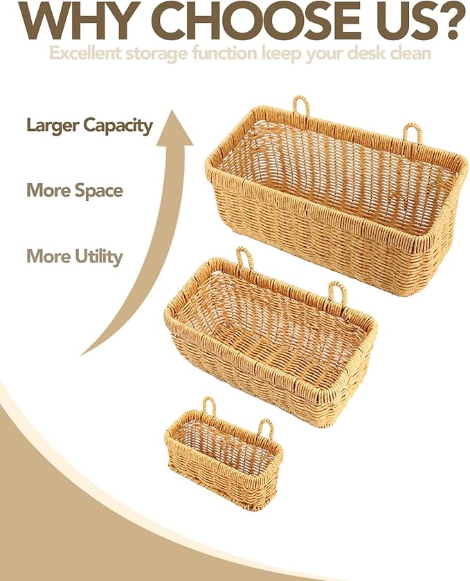 AceList Wall Hanging Basket, Boho Style Hand-Woven Hanging Storage Baskets