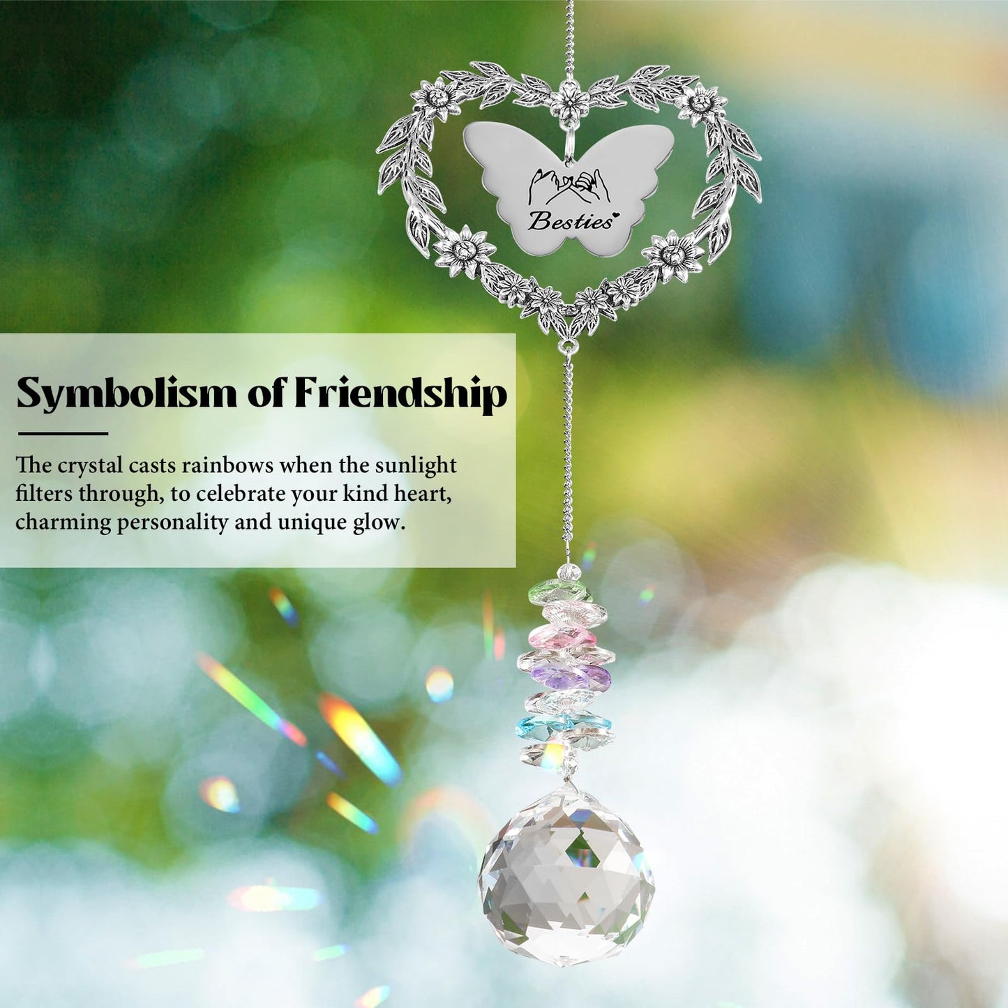 Best Friend Friendship Suncatcher Gifts for Women, Bestie Crystal Ornament
