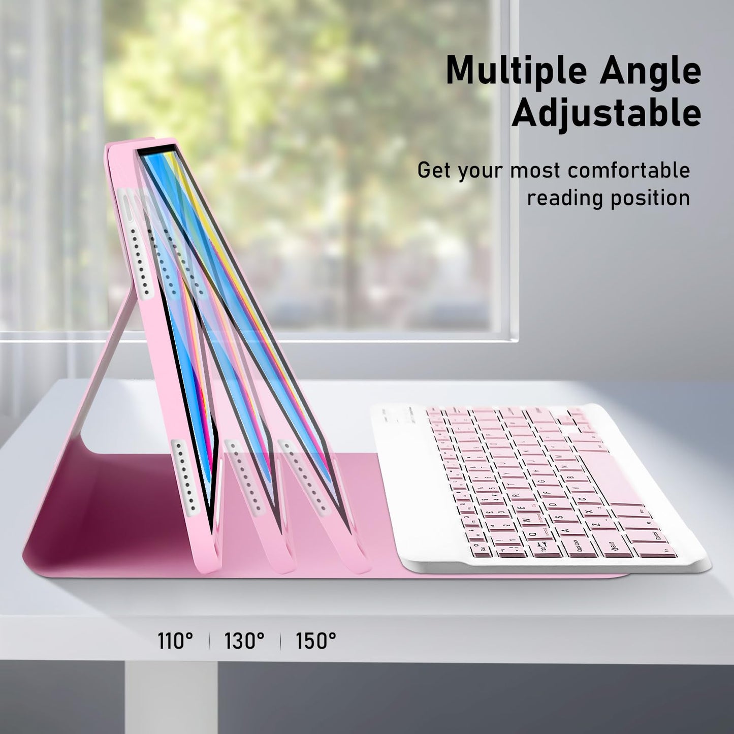 Case with Keyboard for iPad 11th Generation A16 11 inch 2025, UK layout Keyboard Case for ipad 10th Gen 2022, Slim Case with Detachable Bluetooth Keyboard and Pencil Holde for iPad 11/10 Gen, Pink