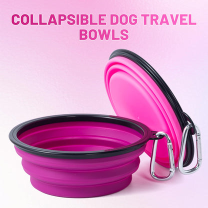 Dog Bowl Pet Collapsible Bowls, 2 Pack for Cats Dogs, Portable Pet Feeding Watering Dish for Walking Parking Traveling with 2 Carabiners (Small, Blue+Green)