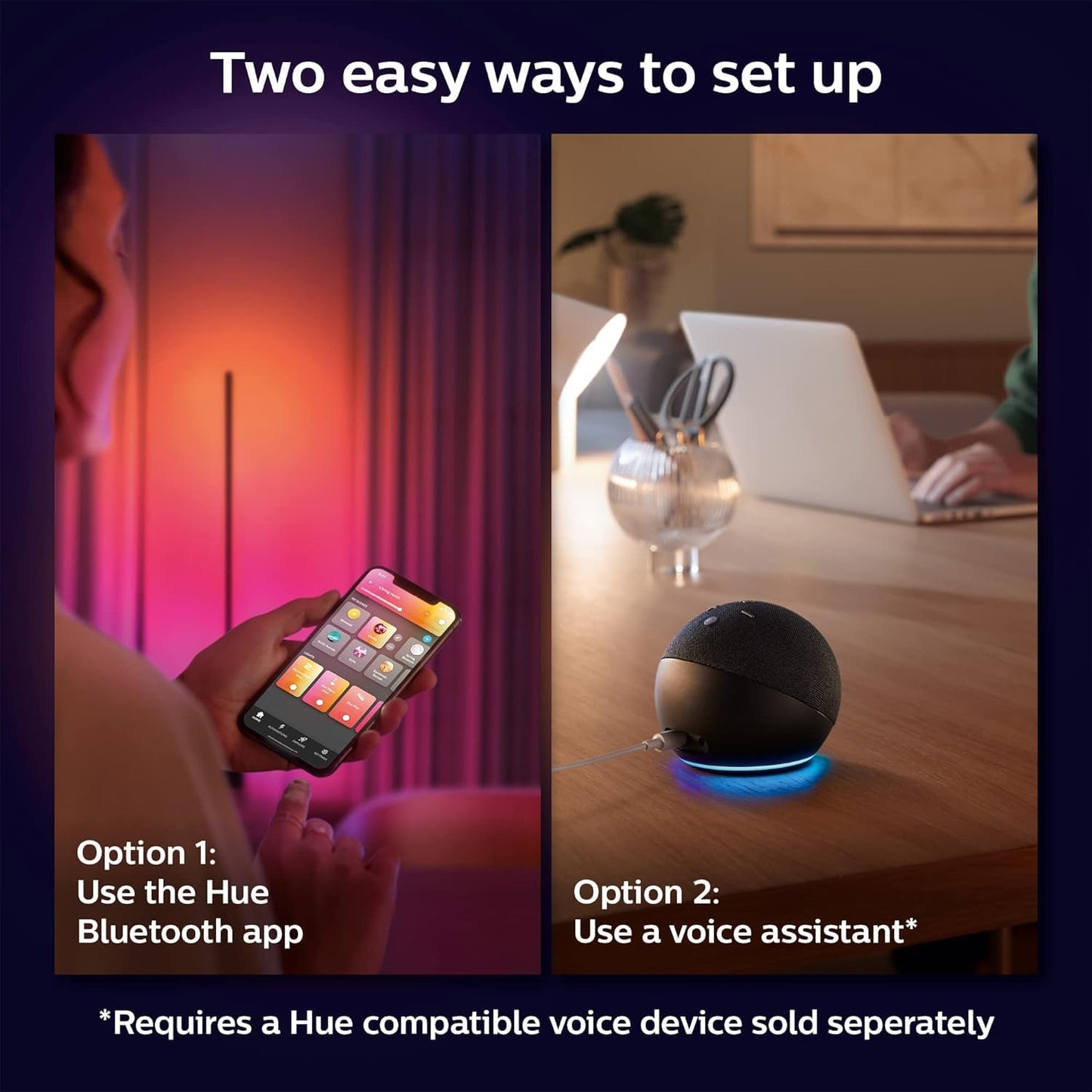 Philips Hue Signe White and Colour Ambiance Gradient Table Lamp [Black], Smart Bedroom Lighting with Bluetooth, Plug-in Lamp Works with Alexa, Google Assistant and Apple Homekit.