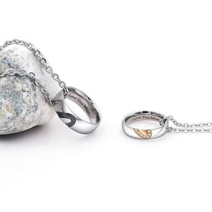 Aienid Love Necklace Silver,Puzzle Heart Pendant Necklace Stainless Steel Engagement Gifts for Couples