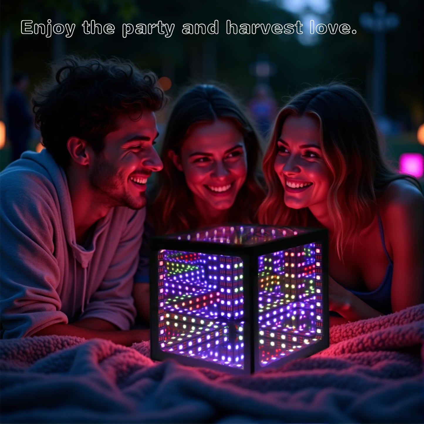 Heepulor Infinity Mirror Hyper Cube Table Lamp, Desk Art Night Light, Color-Changing Music-Sync APP-Controlled Ambient Light for Gaming, Party, Home, Gift (6 Inches)