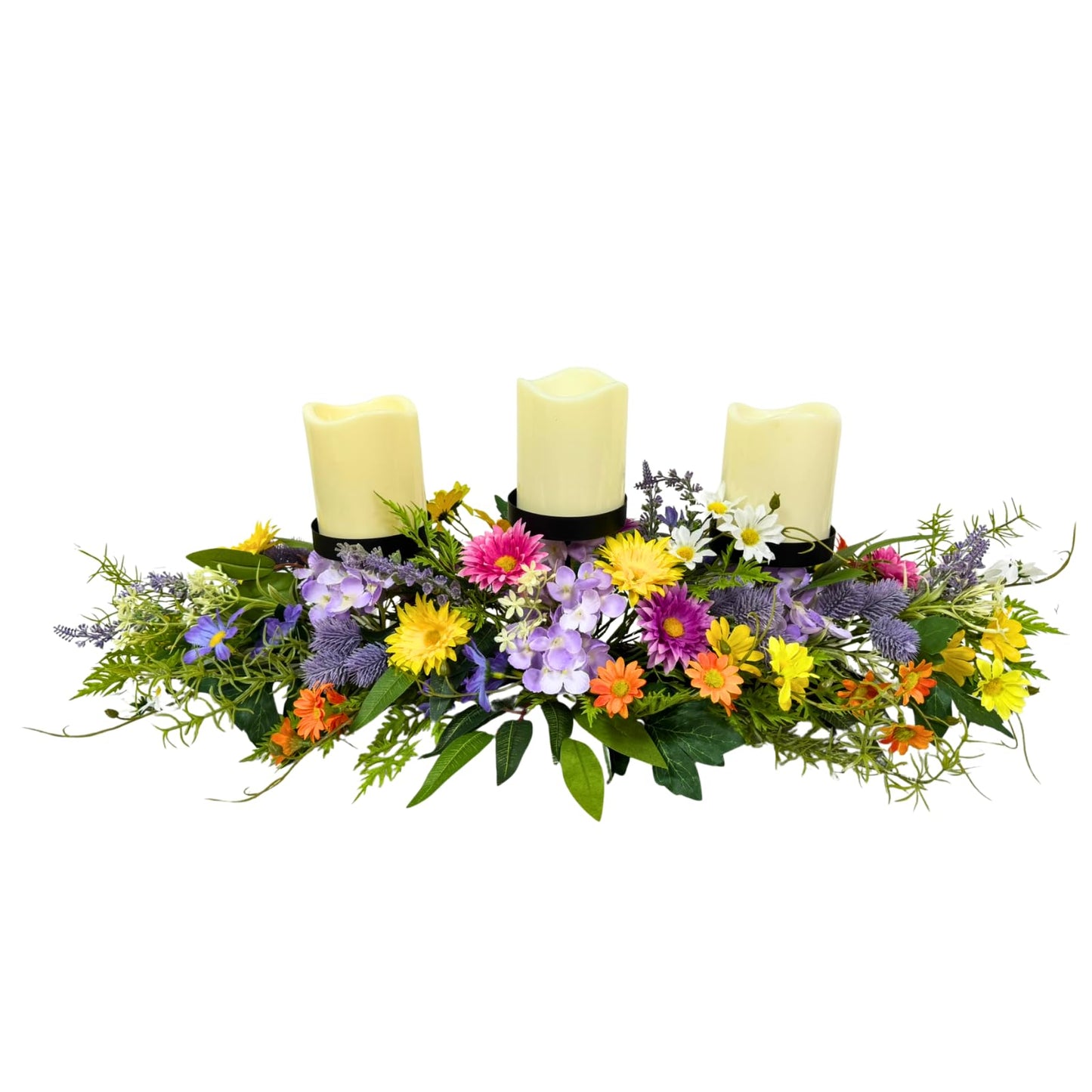 Lnymura 26" Spring Summer Floral Candle Holder Centerpiece for Table Decor