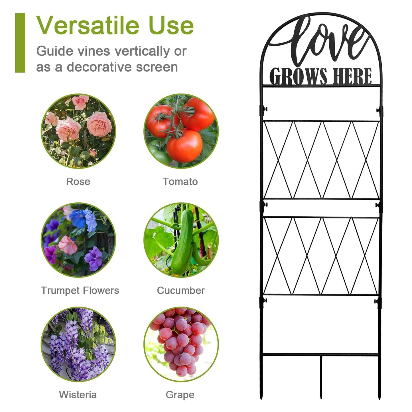 hogardeck 45 * 14 inch Metal Garden Trellis for Climbing Plants Flowers Outdoor,Heavy Duty,Black Coating Rustproof Trellis for Rose, Vegetable, Flowers, Perfect for Training Climbing Plants (1Pcs)