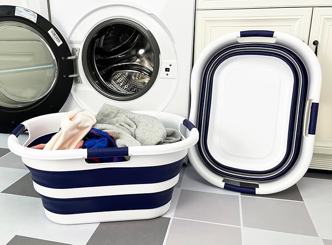 SAMMART 40L Set of 2 Collapsible Plastic Laundry Hamper