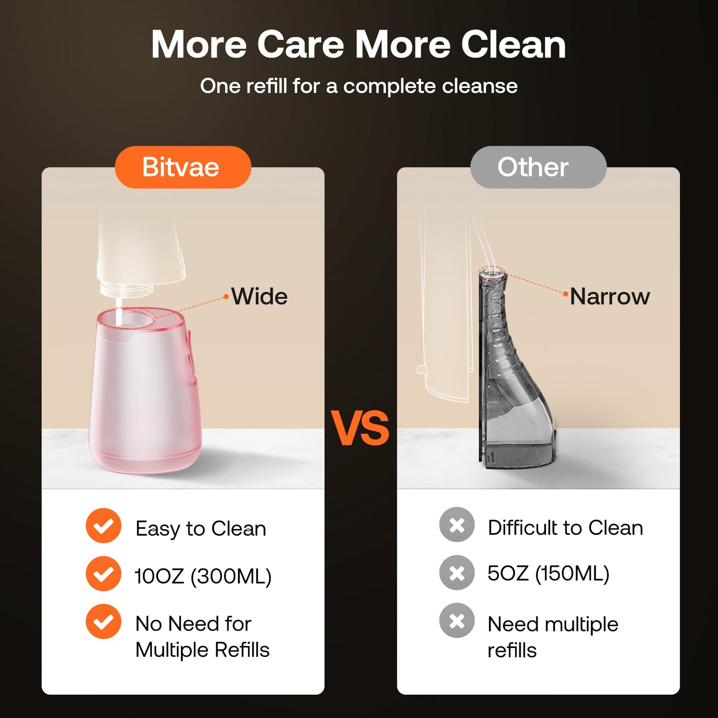Bitvae Water Dental Flosser for Teeth, Cordless Water Teeth Cleaner Picks, 3 Modes 5 Intensities, IPX7 Waterproof, Rechargeable Water Dental Picks for Cleaning - Black