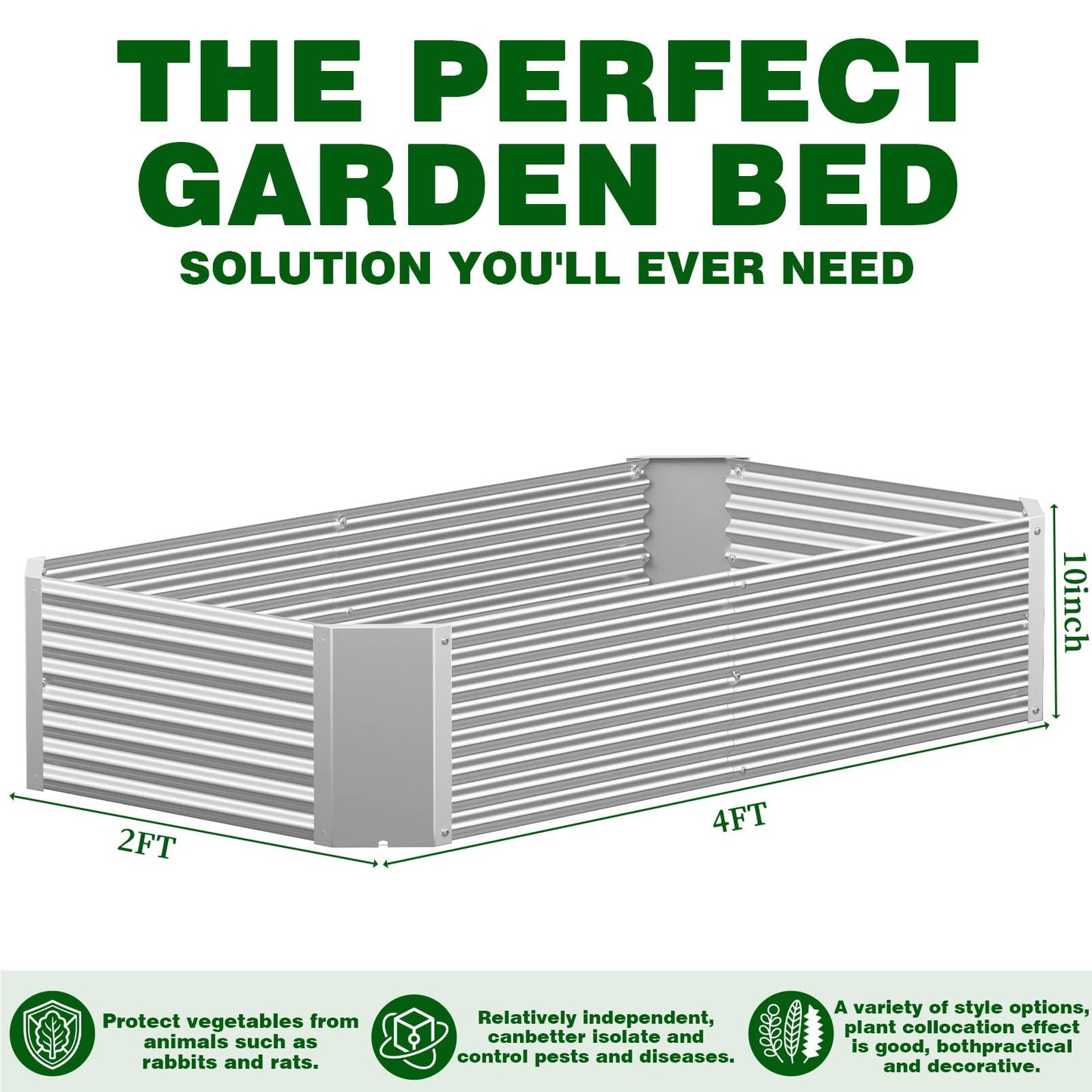 Annzoe 3 Pcs 4 x 2 FT Galvanized Steel Raised Garden Bed – Outdoor Planter Box for Root Vegetables, Herbs & Flowers, Large Metal Garden Beds for Backyards, Terraces and Balconies