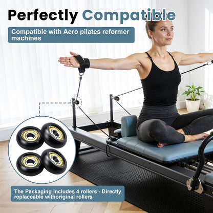 Replacement Roller Wheels 32mm, Compatible with Aero Pilates Reformer Machines, Smooth and Quiet Glide, Wear-Resistant & Durable, High-Density POM Material, 8mm Axle Diameter, Anti-friction, Safe & Precise Workout, 4 Pieces Per Pack