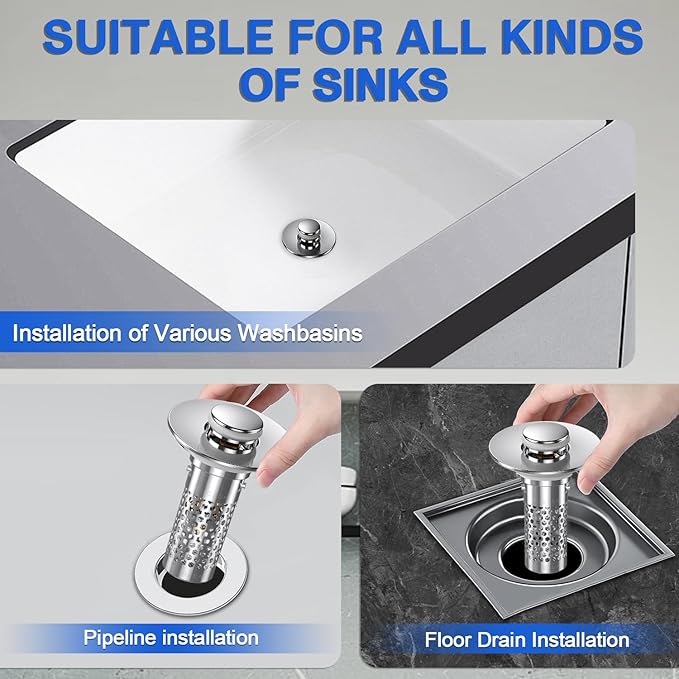 Sink Stopper Hair Catcher, Pop-up Sink Drain Strainer