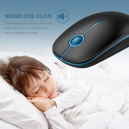 VssoPlor Wireless Mouse, 2.4G Slim Portable Computer Laptop Mouse with Nano Receiver Quiet Silent Optical Mice for Notebook, PC, Laptop, Computer-Black and Gold