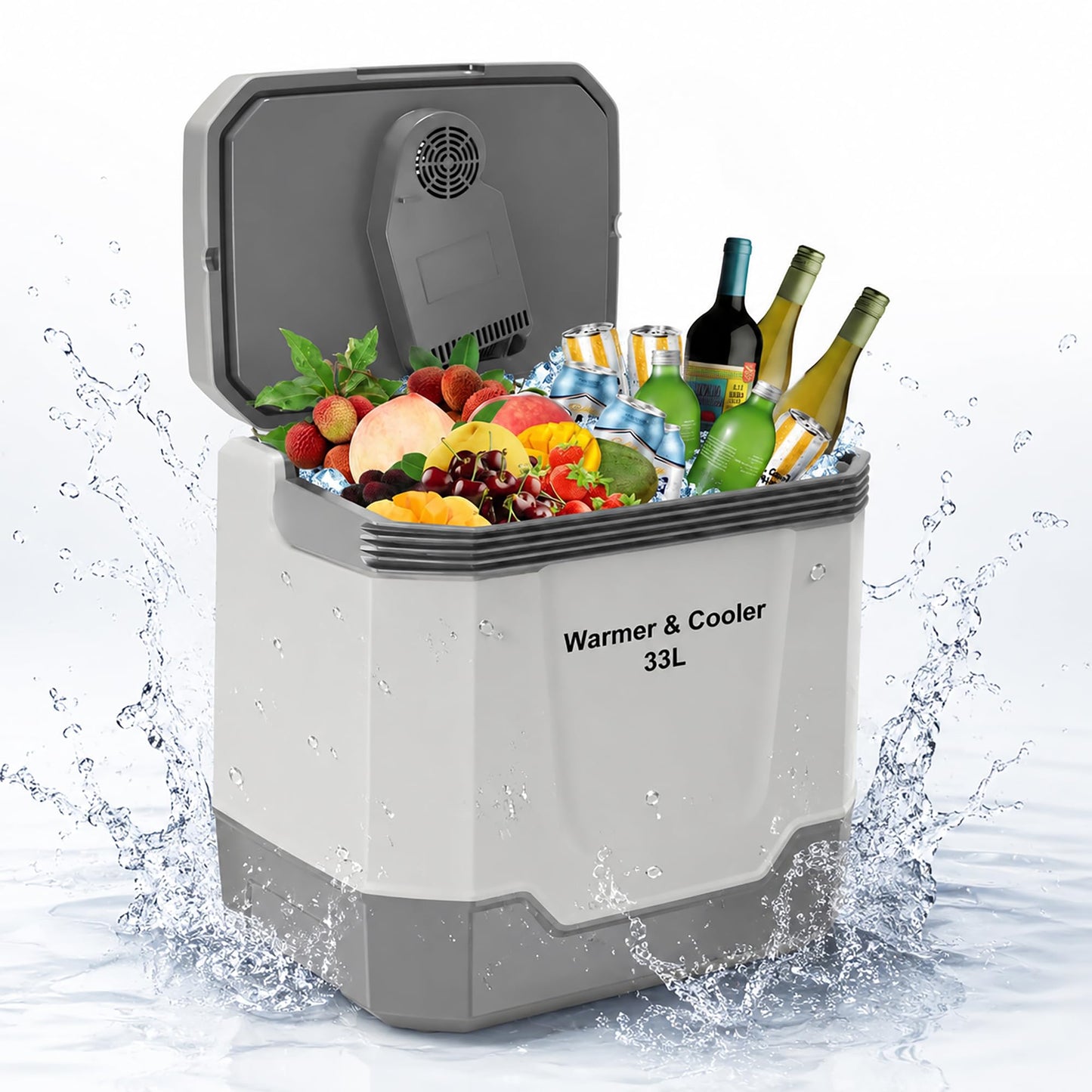 STMHOM 35QT Electric Cooler, Portable Car Refrigerator & Plug-In Cooler with 12V DC & AC Power, Travel Cooler for Camping, Road Trips, Truck Travel & Home Use, car fridge with Locking Handle