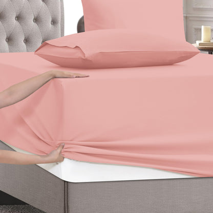 Mocassi Full Size 4-Piece Bed Sheet Set - 1800 Premium Hotel Quality Microfiber 18-24 Inches Extra Deep Pocket Fitted Sheet- Luxury Soft, Breathable, Wrinkle, and Fade Resistant, Dusty Rose